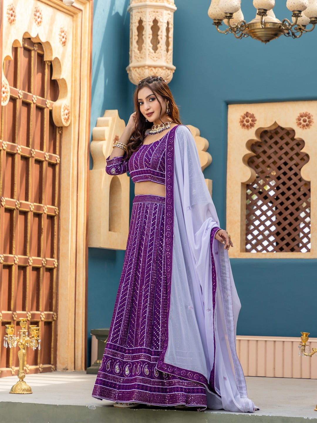 Embroidered Ready to Wear Lehenga & Unstitched Blouse With Dupatta