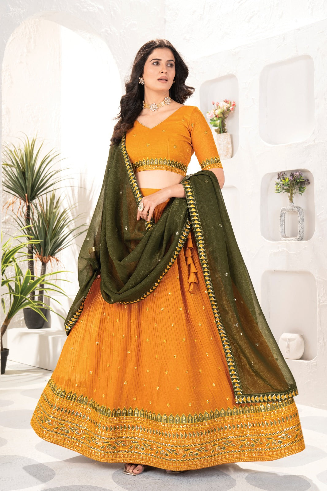 Latest Yellow lehenga Choli for haldi ceremony of wedding.