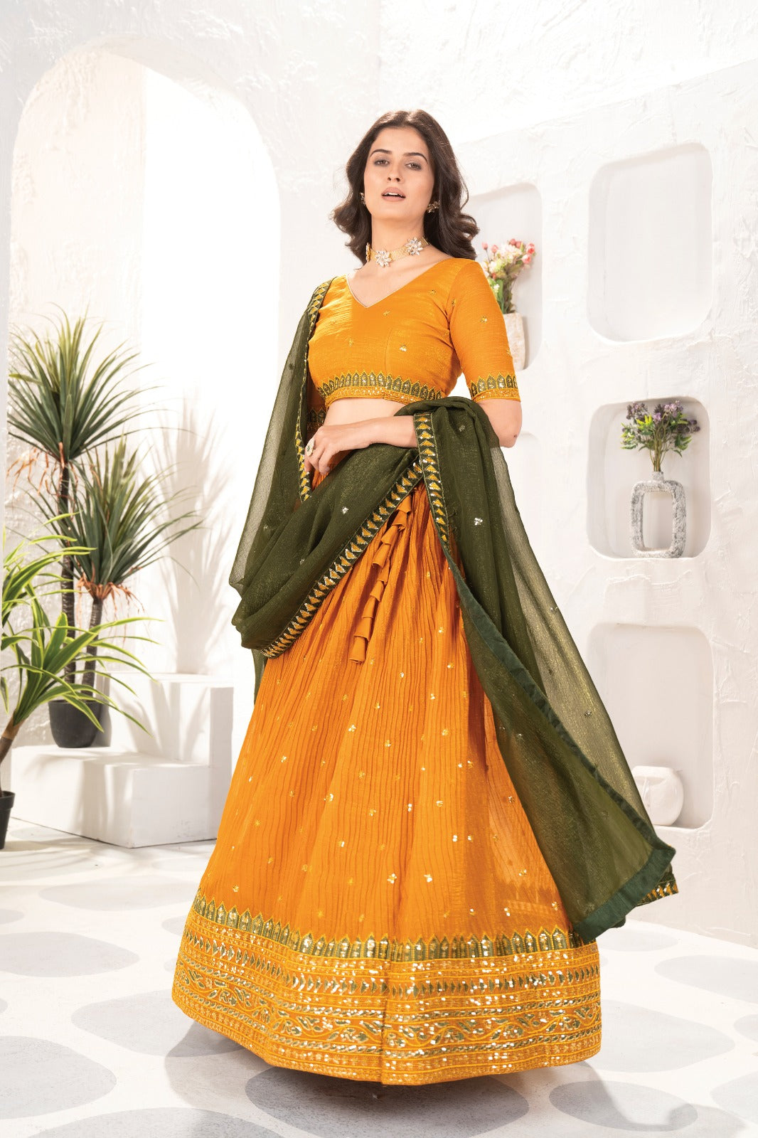 Latest Yellow lehenga Choli for haldi ceremony of wedding.