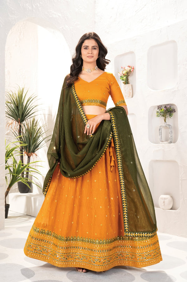 Latest Yellow lehenga Choli for haldi ceremony of wedding.