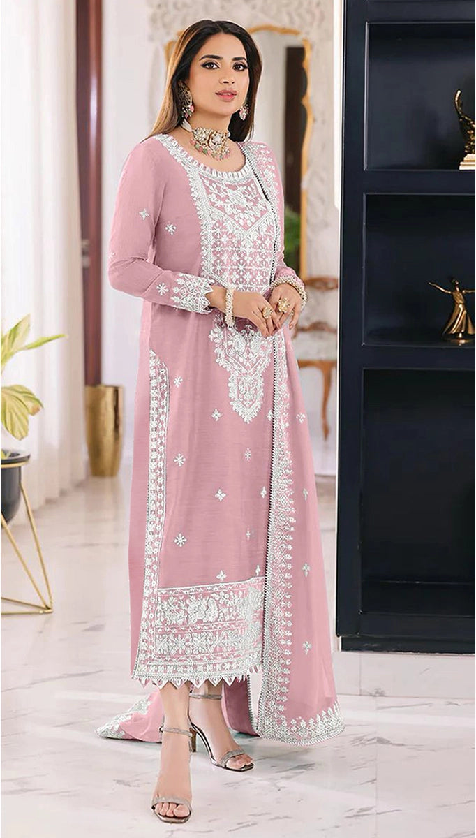 Orgenza Embroidery Sequence Work Pakistani Suit