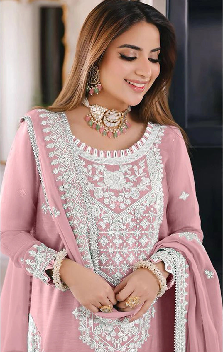 Orgenza Embroidery Sequence Work Pakistani Suit