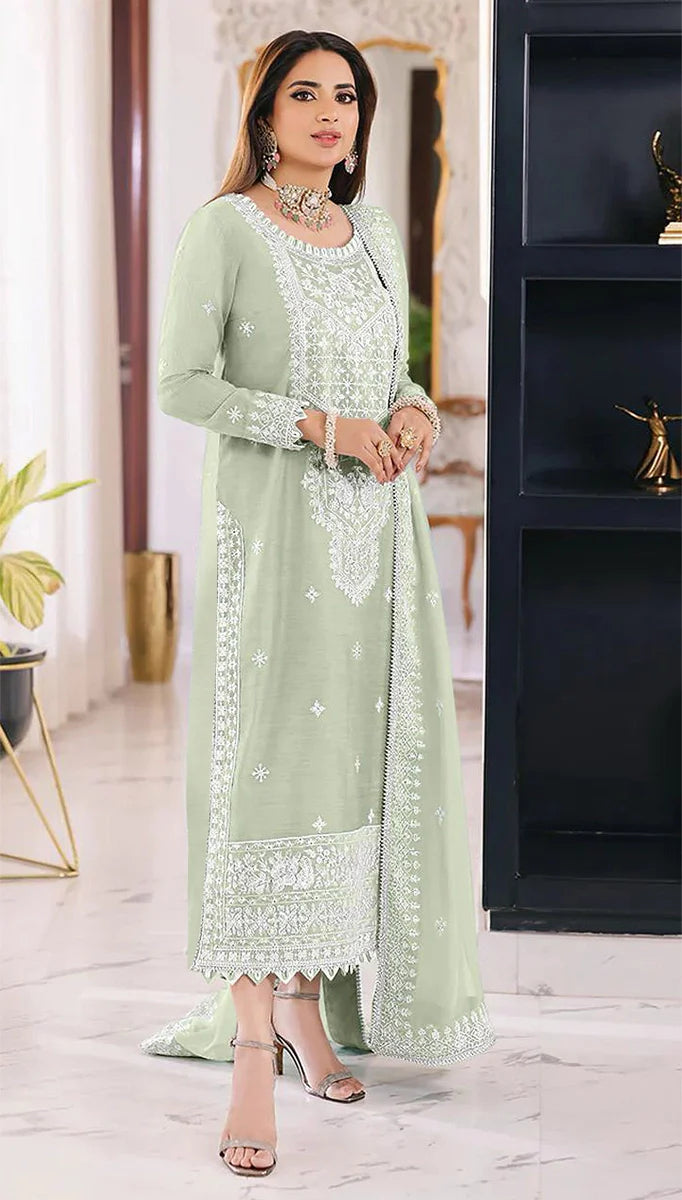 Orgenza Embroidery Sequence Work Pakistani Suit