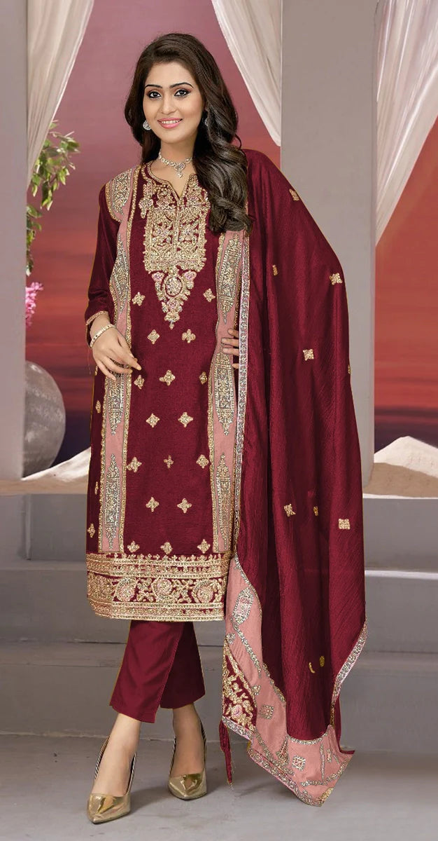 Heavy Vichitra Embroidered Designer Pakistani Suit