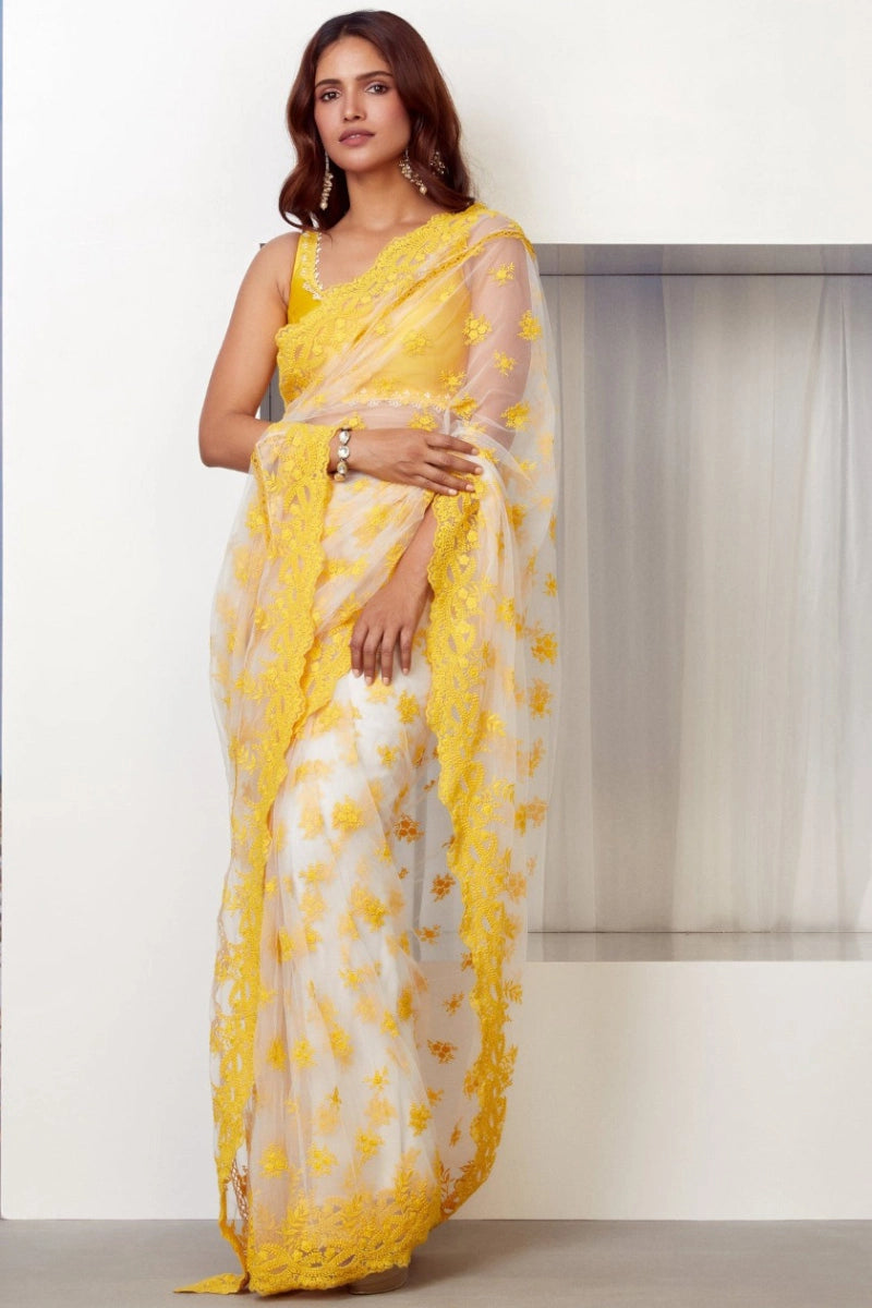 Net Embroidery Work Bollywood Saree