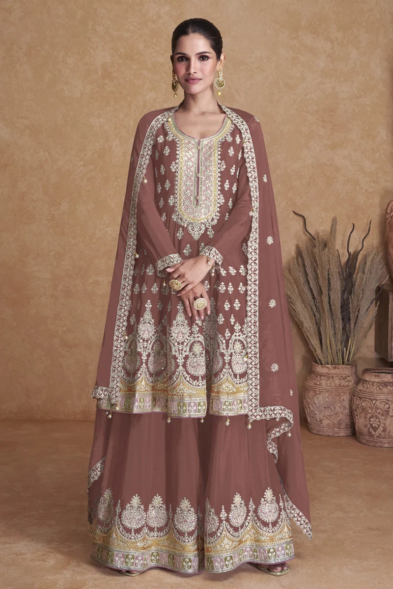 Pink georgette sharara suit