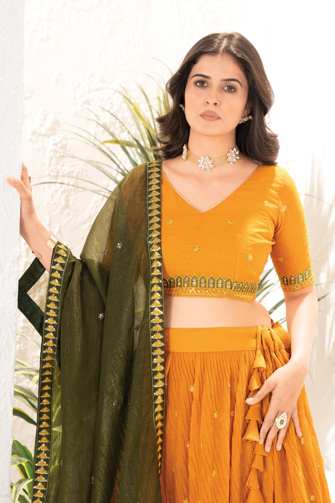 Latest Yellow lehenga Choli for haldi ceremony of wedding.