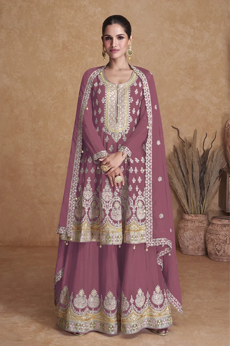 Pink georgette sharara suit