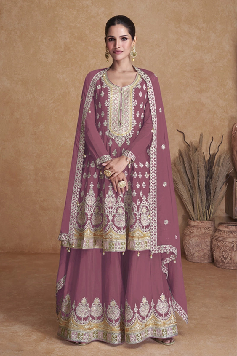 Pink georgette sharara suit