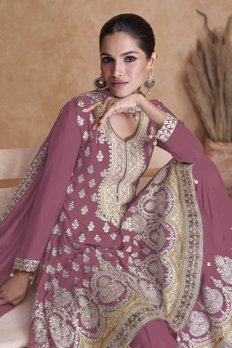 Pink georgette sharara suit