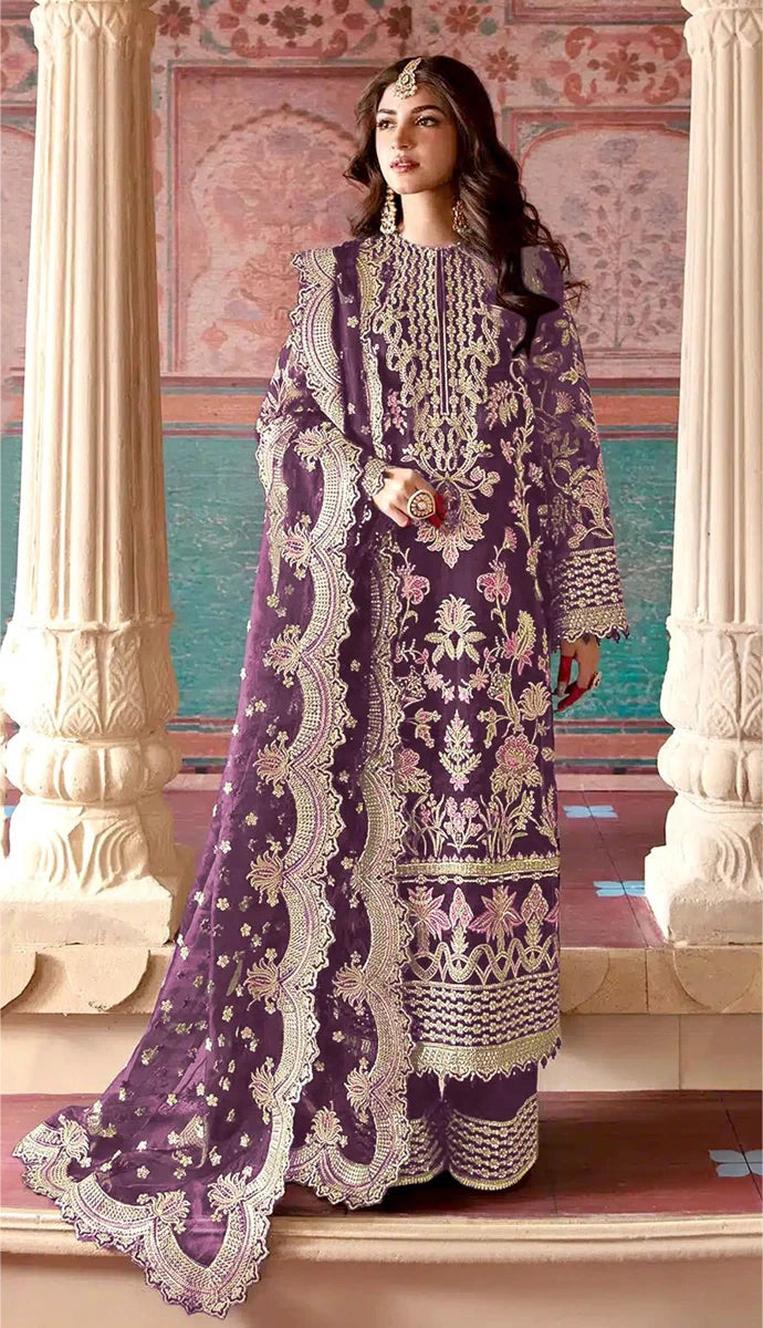 Blue Orgenza With Embroidery Work Pakistani Suit