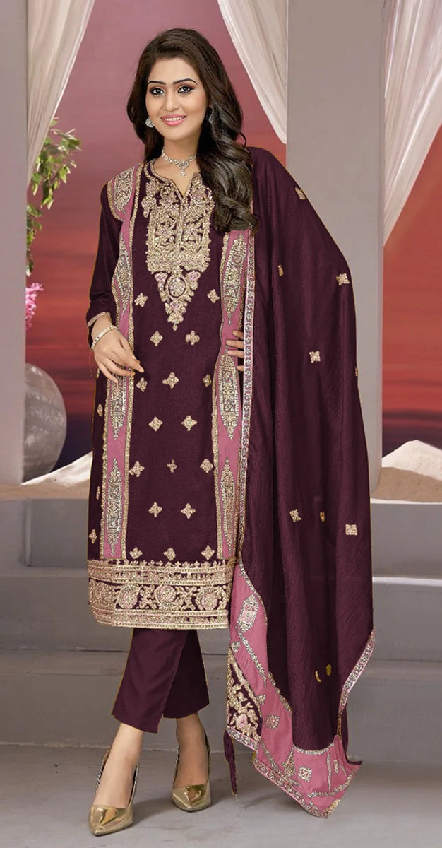 Heavy Vichitra Embroidered Designer Pakistani Suit