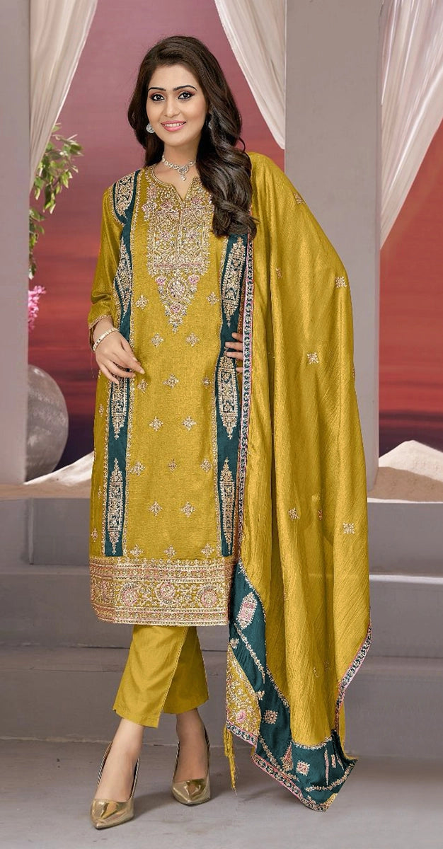 Heavy Vichitra Embroidered Designer Pakistani Suit